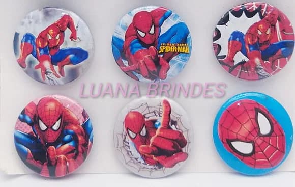 Bottons do Homem Aranha - cartela com 6 unidades