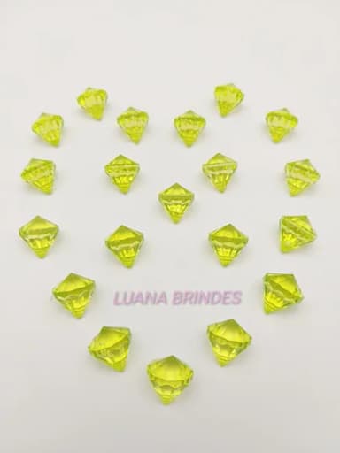Diamante Verde de Acrílico com Furo 17mm Pct 20 Unidades