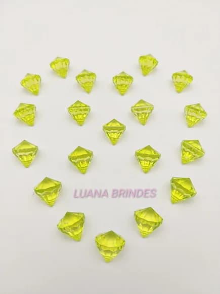 Diamante Verde de Acrílico com Furo 17mm Pct 20 Unidades