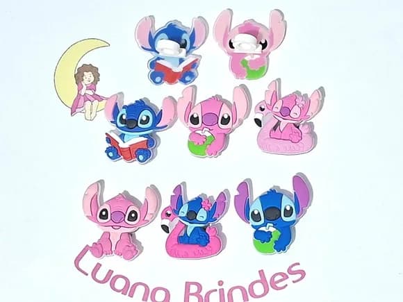 Ponteira P/lápis Stitch e Angel Pacote com 6 Unidades