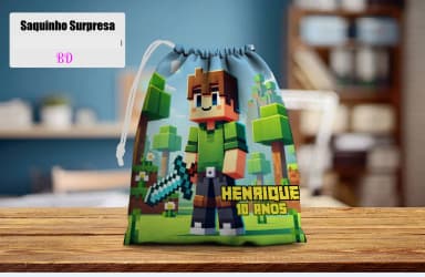 Saquinho Supresa para lembrancinhas do Minecraft