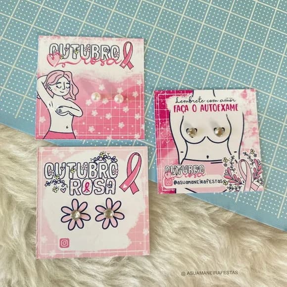 Tag para Brinco Outubro Rosa - Não Acompanha Brinco