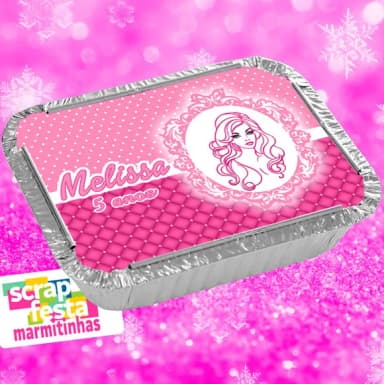 Marmitinha Personalizada Festa Boneca Rosa Glitter