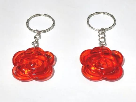 Chaveiro Rosa Vermelha 3,5cm Acrílica Pacote com 10 Unidades
