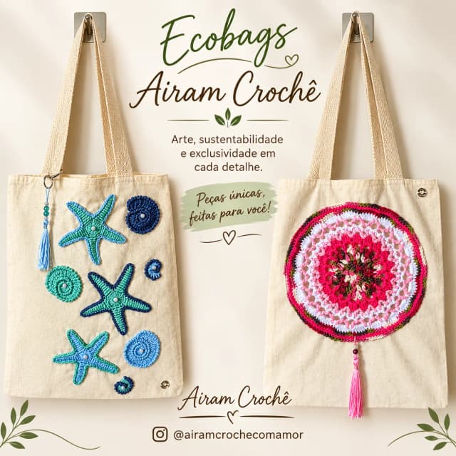 Ecobag customizada em crochê