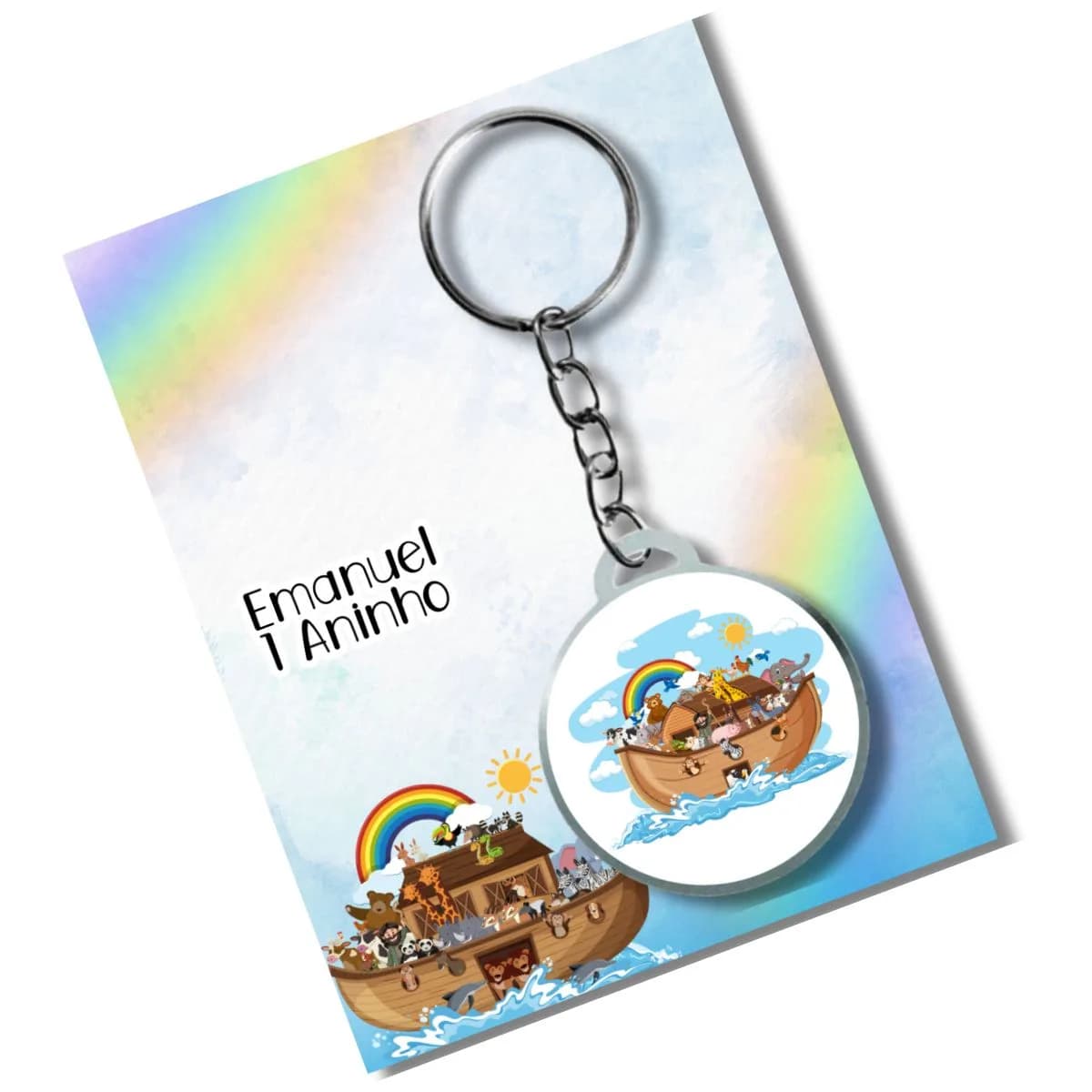 Chaveiro Arca de nóe+ card e eembalagem * adesivado