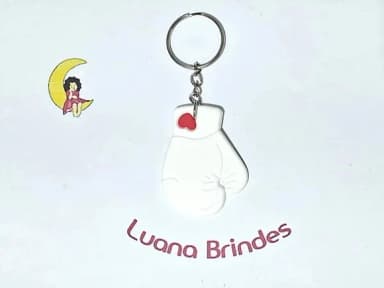 Chaveiro Luva de Boxe Branco Emborrachado 6 Unidades