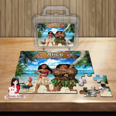 Moana - Quebra Cabeça Personalizado na Maleta