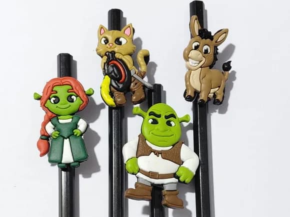 Lápis C/ponteira Turma do Shrek Emborrachado - 8 Unidades