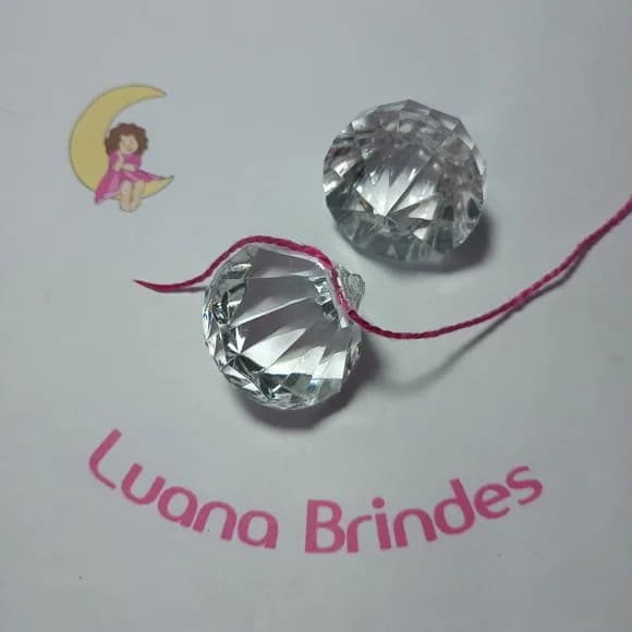 Diamante Pingente Transparente Acrílico 4cm Pct 3 Unidades