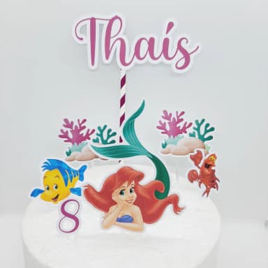 Topo de Bolo Personalizado ARIEL - Decoração de Festa - Papelaria