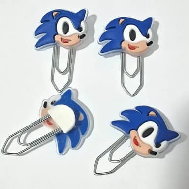 Clips Decorados Sonic 2cm Emborrachado 6 Unidades
