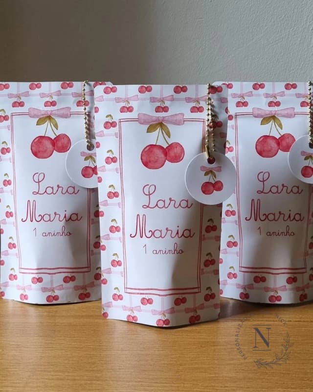 Saquinho Zip Lock 10x17 Lembrancinha Cerejinha