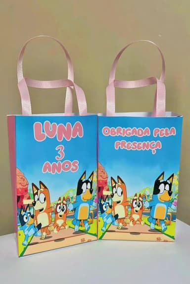 Sacolinhas Personalizadas Bluey e Bingo lembrancinhas Para Aniversário