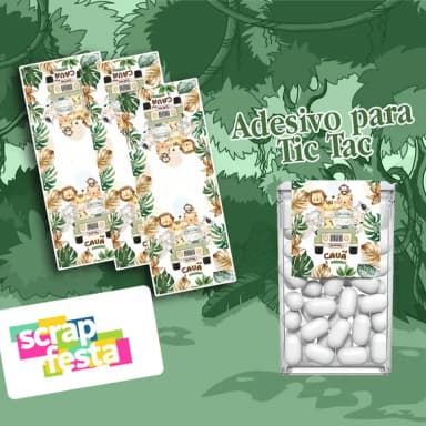 Adesivo Personalizado Retangular para Tic Tac Festa Safari