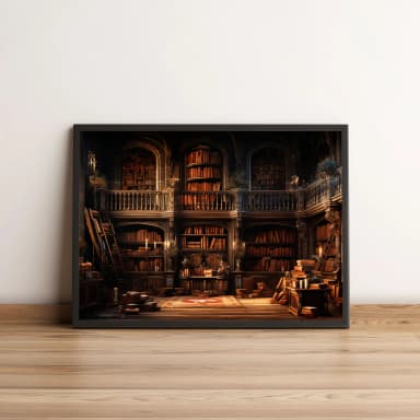 Quadro com Biblioteca Antiga e Misteriosa 10