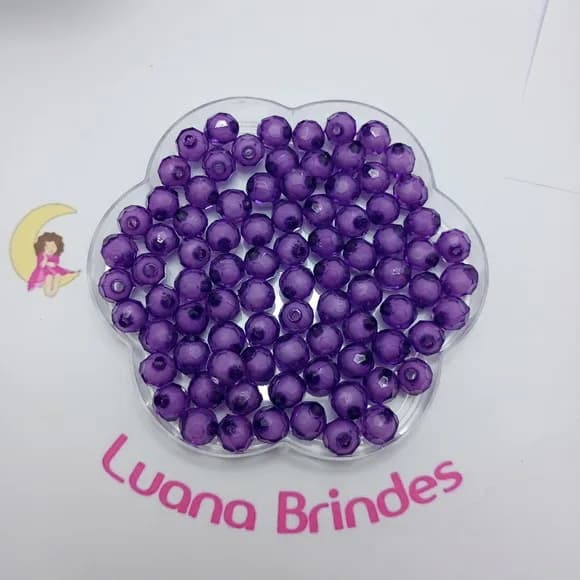 Bolinha Facetada com Miolo Roxa 10mm Pct 100 Unidades