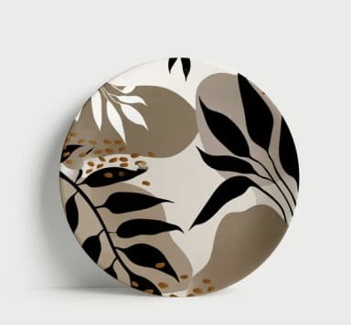 Prato Decorativo Folhagem Abstrata - Elegância Natural