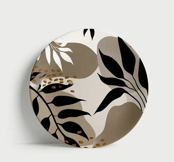 Prato Decorativo Folhagem Abstrata - Elegância Natural