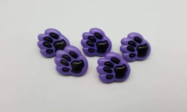 Aplique Botão de Patinha Roxa de 1,8cm - 20 unidades