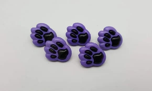 Aplique Botão de Patinha Roxa de 1,8cm - 20 unidades