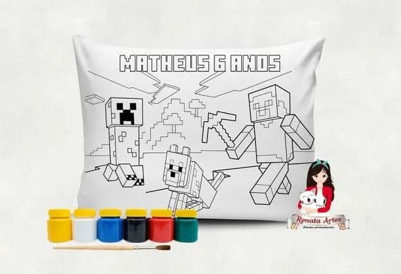 Almofada com Tinta para Colorir Minecraft