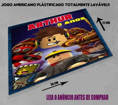 Jogo Americano Sousplat Personalizado do Roblox