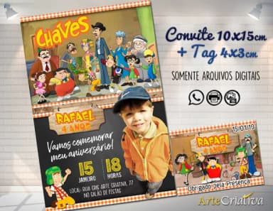 CONVITE DIGITAL C/TAG Chaves Chalk com foto