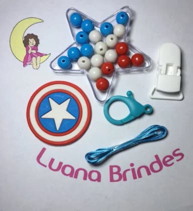 Kit Prendedor de Chupeta capitão América 1 Kit.