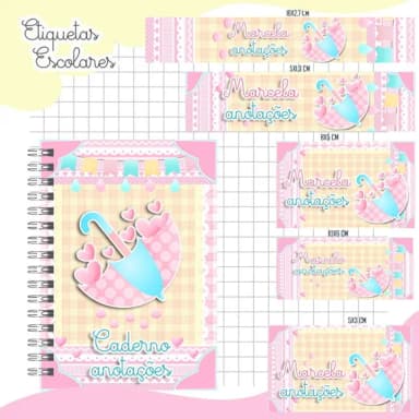 Caderno+etiquetas+tag Personalizada+lápis ( Chuva Bencão )