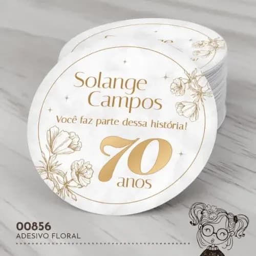 Adesivo Redondo Floral - 00856
