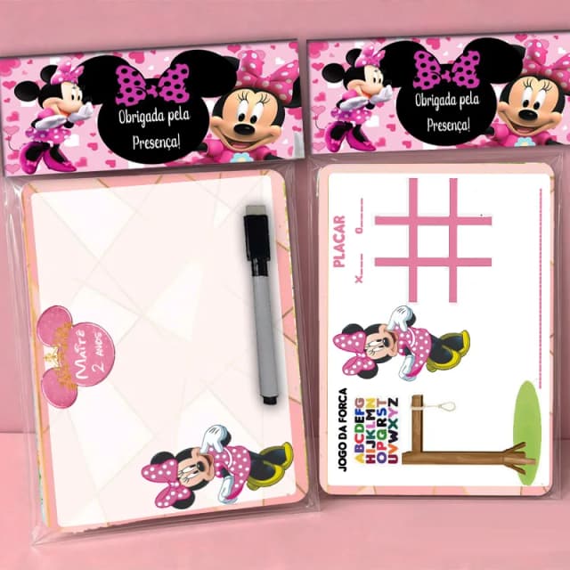 Lousa Magica Personalizada lembrancinhas Minnie Rosa