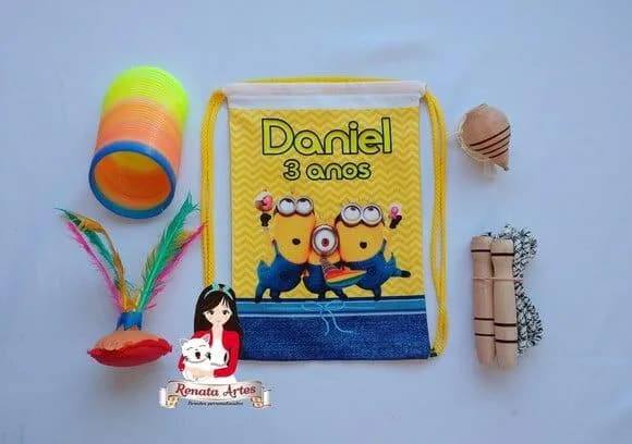 Mochila Boa Infância Personalizada Tema Minions