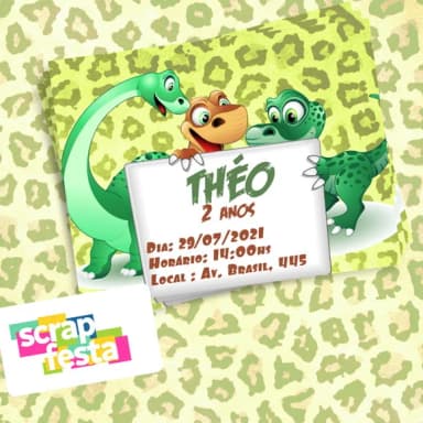 Convite Individual Personalizado Dinossauro Cute