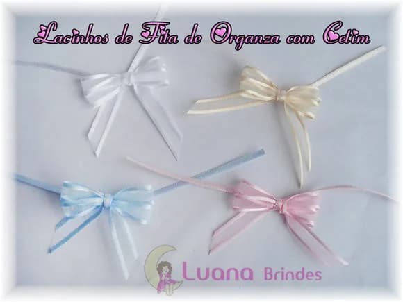 Lacinhos de Fita de Organza com Cetin Pacote com 20 Unidades