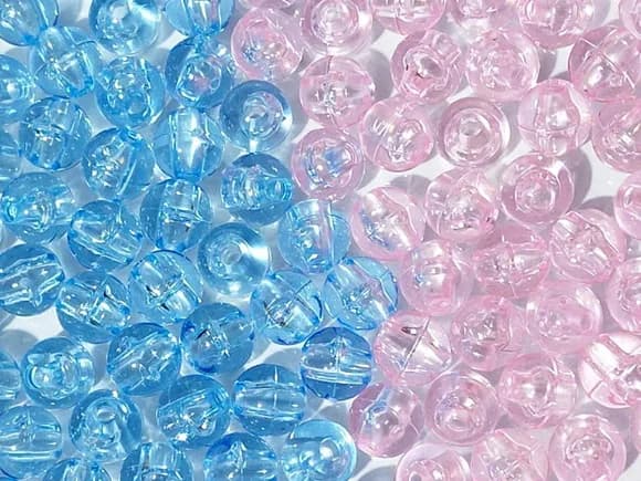 Bola Lisa Azul ou Rosa Passante 8mm Pacote 100 Unidades