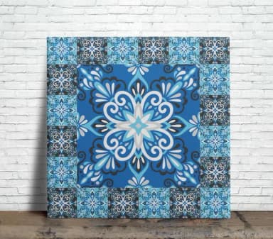 Azulejo 15x15 Português Azul Decorativo com Suporte