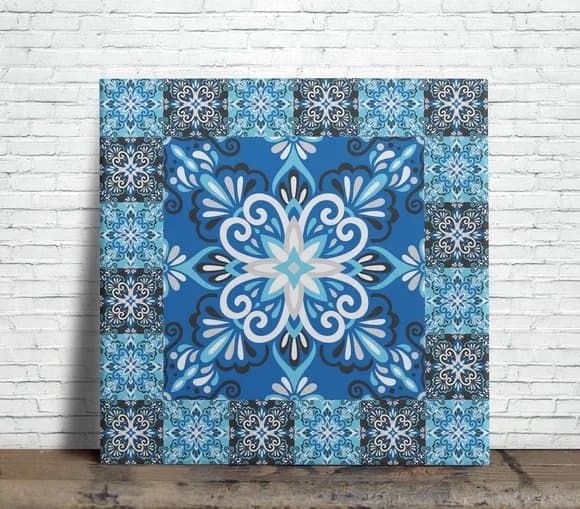 Azulejo 15x15 Português Azul Decorativo com Suporte