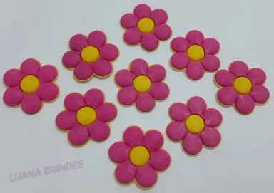 Aplique Flor Rosa de borracha - Pct com 7 unidades