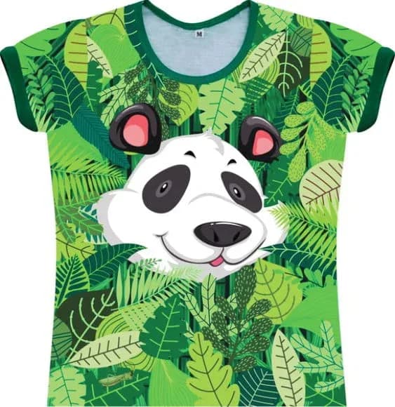 Baby Look Infantil Panda na Floresta