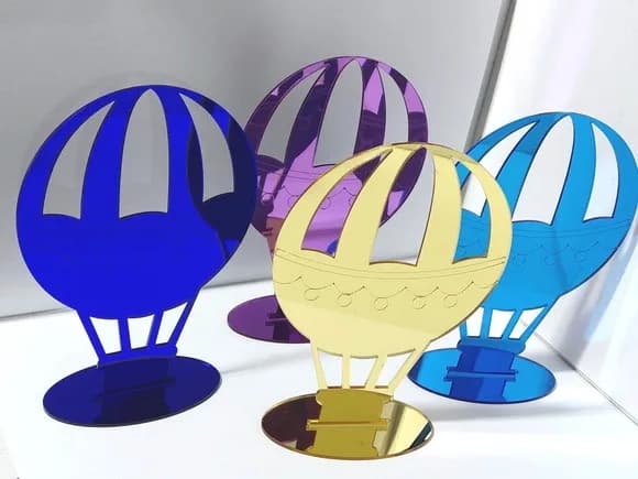 Topo de Bolo Balão Acrílico Espelhado Pacote com 1 Peças
