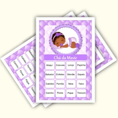 Bingo Chá de Bebê Menina Pdf Para Imprimir