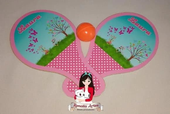 Raquetes de Ping Pong Personalizadas Tema Borboletas Rosa