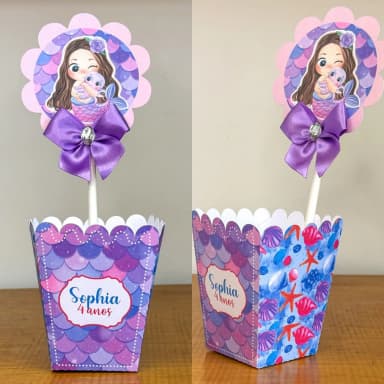 PEGUE E MONTE - Centro de Mesa SEREIA - Decoração de Festa | Lembrancinhas | Aniversário | Personalizados