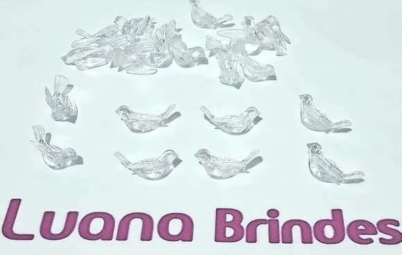 Aplique Pombinha Transparente 2cm Acrílico Pcts com 10 Peças