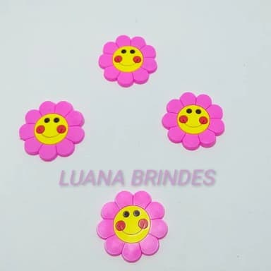 Aplique Flor com carinha emborrachado - pct com 10 unidades