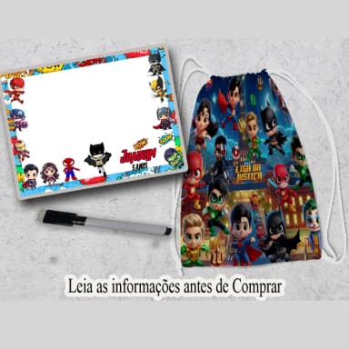 Kit Lembrancinhas Super Heróis Mochila e lousa magica infantil personalizada