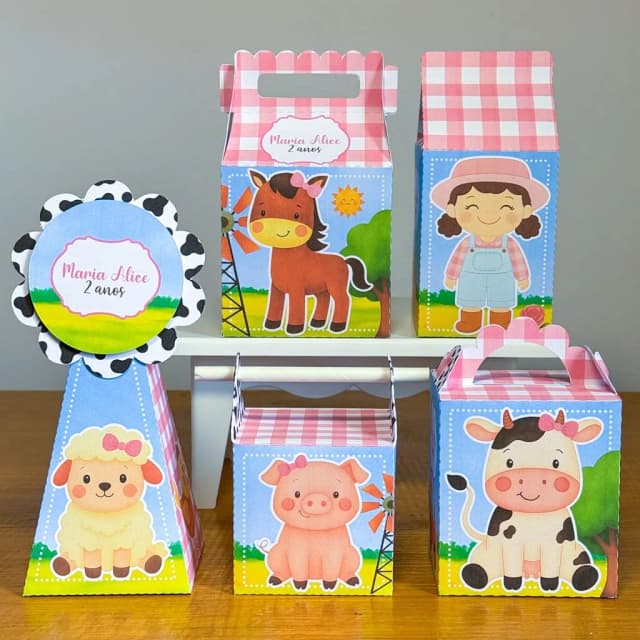 PEGUE E MONTE - Kit Festa FAZENDINHA MENINA - Decoração de Festa | Lembrancinhas | Aniversário | Personalizados