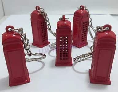 Chaveiro Mini Cabine Telefônica vermelha em meta pct C/3 un
