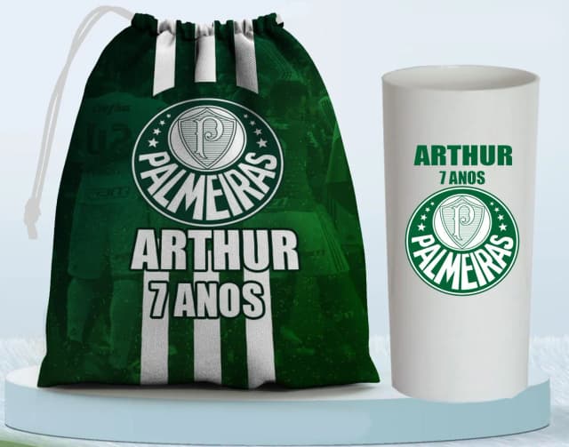 Kit Saquinho Surpresa e Copo Long Drink Personalizado Futebol